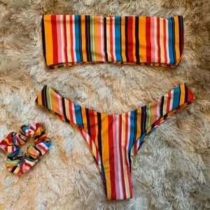 Multi colored stripped bathing suit